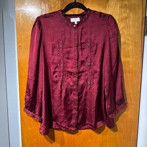 Lucky brand embroidered blouse size L